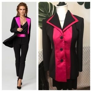 Bagley Mishka studio Hot pink/black tuxedo blazer